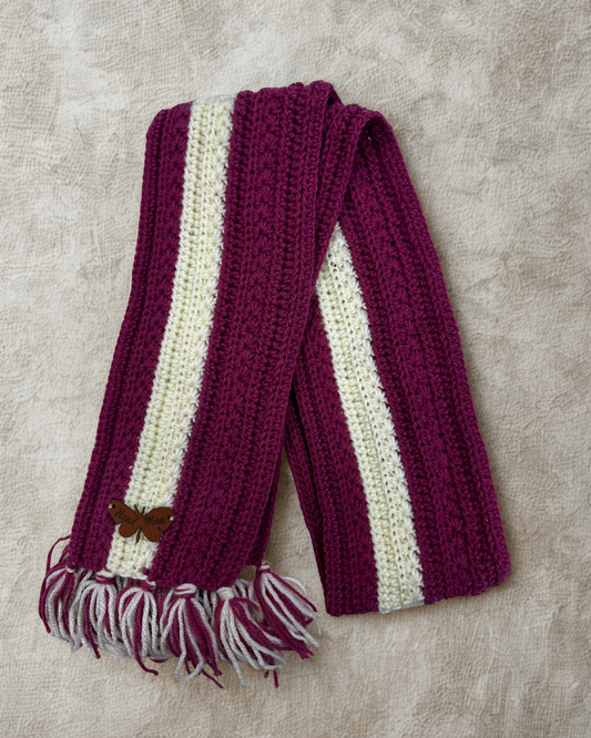Handmade Scarf – Burgundy & Ivory