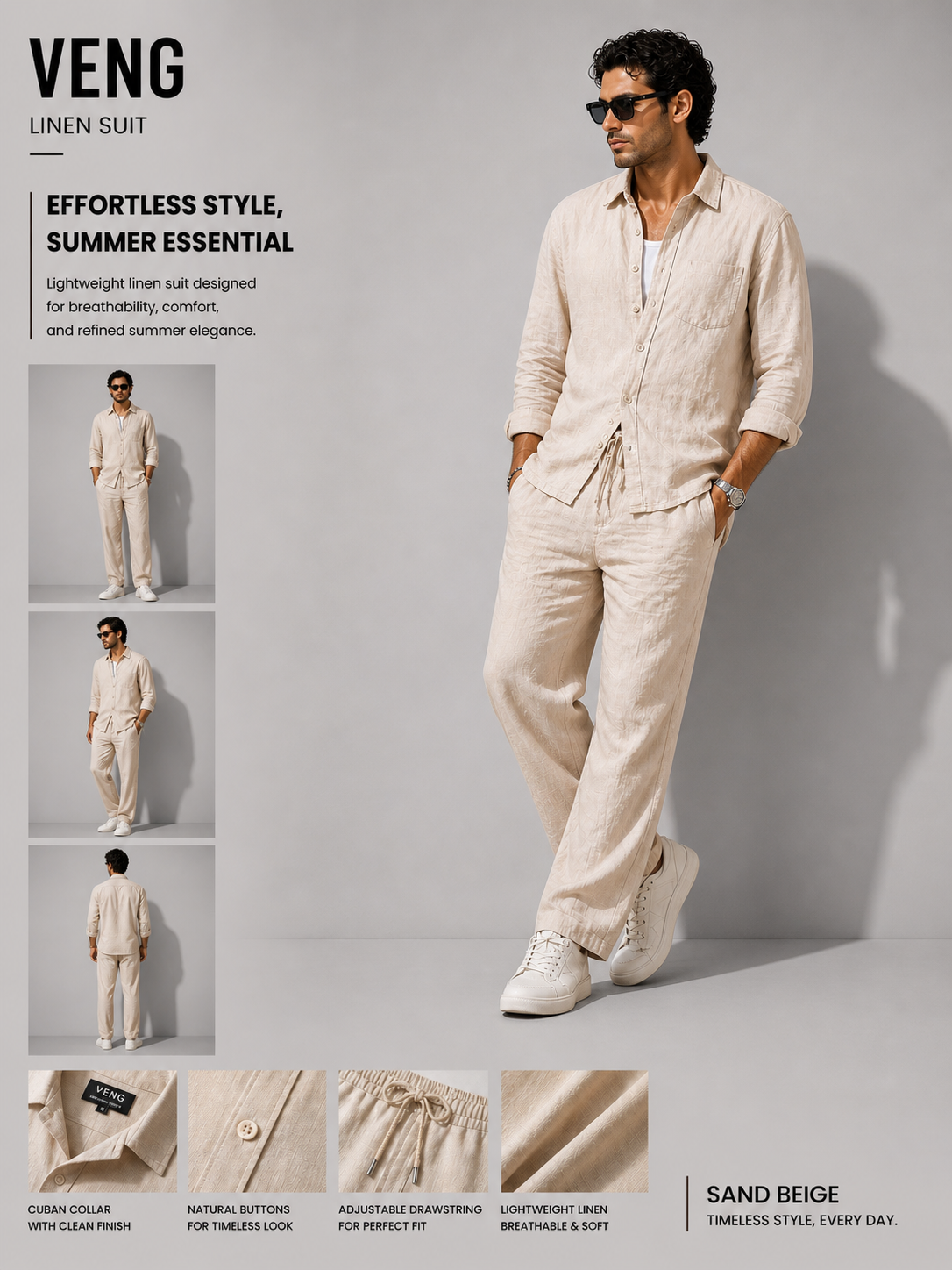 Long Sleeve Linen Suit