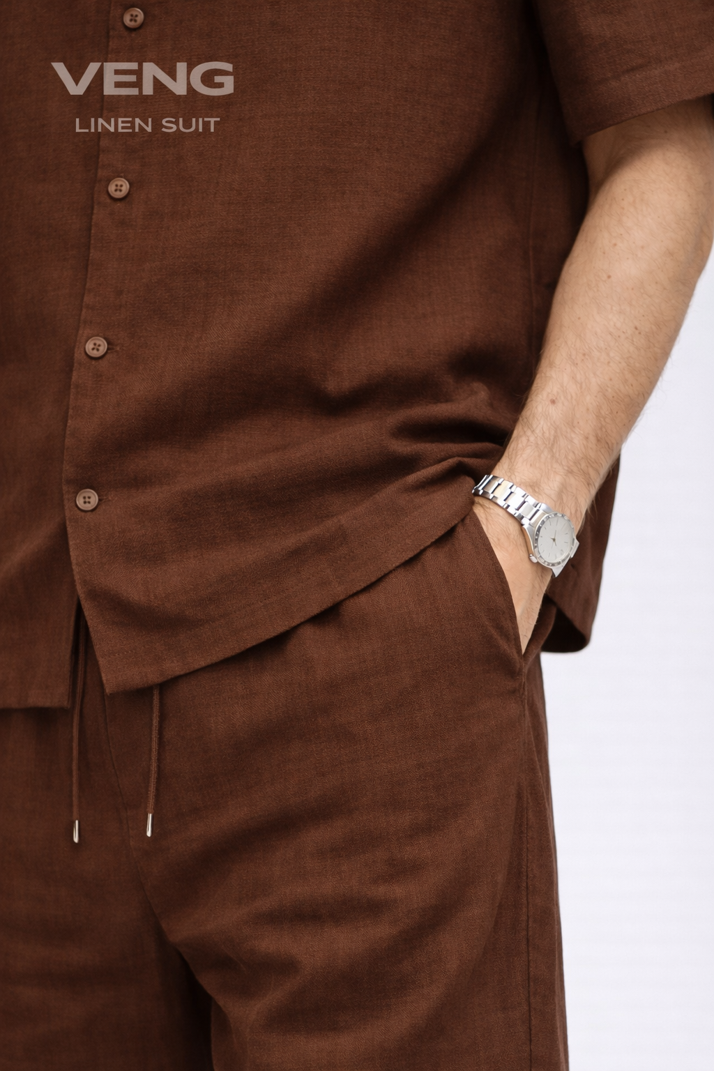 Short Sleeve Linen Suit