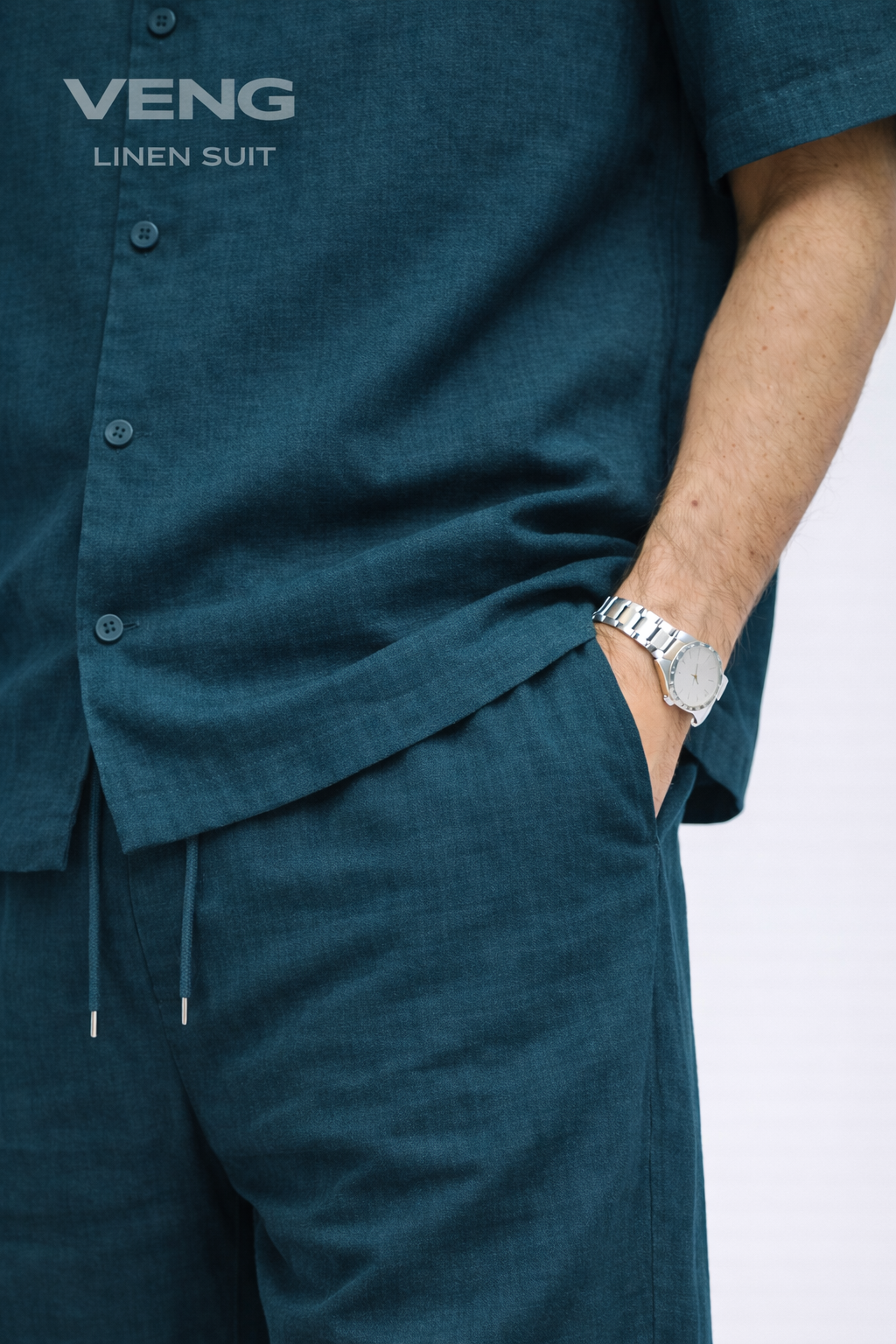 Short Sleeve Linen Suit