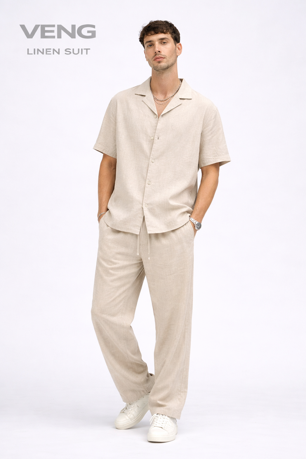 Short Sleeve Linen Suit