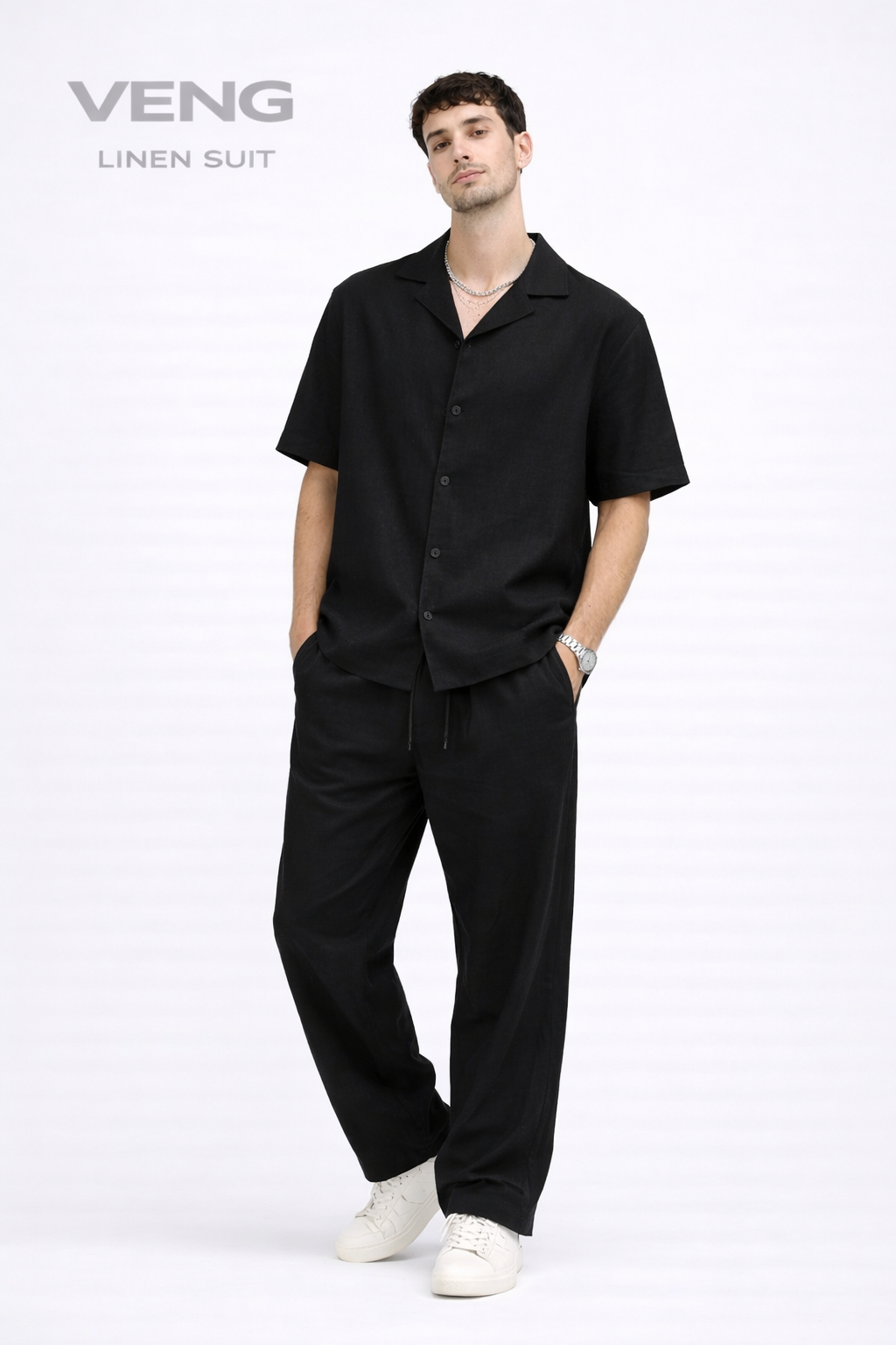 Short Sleeve Linen Suit