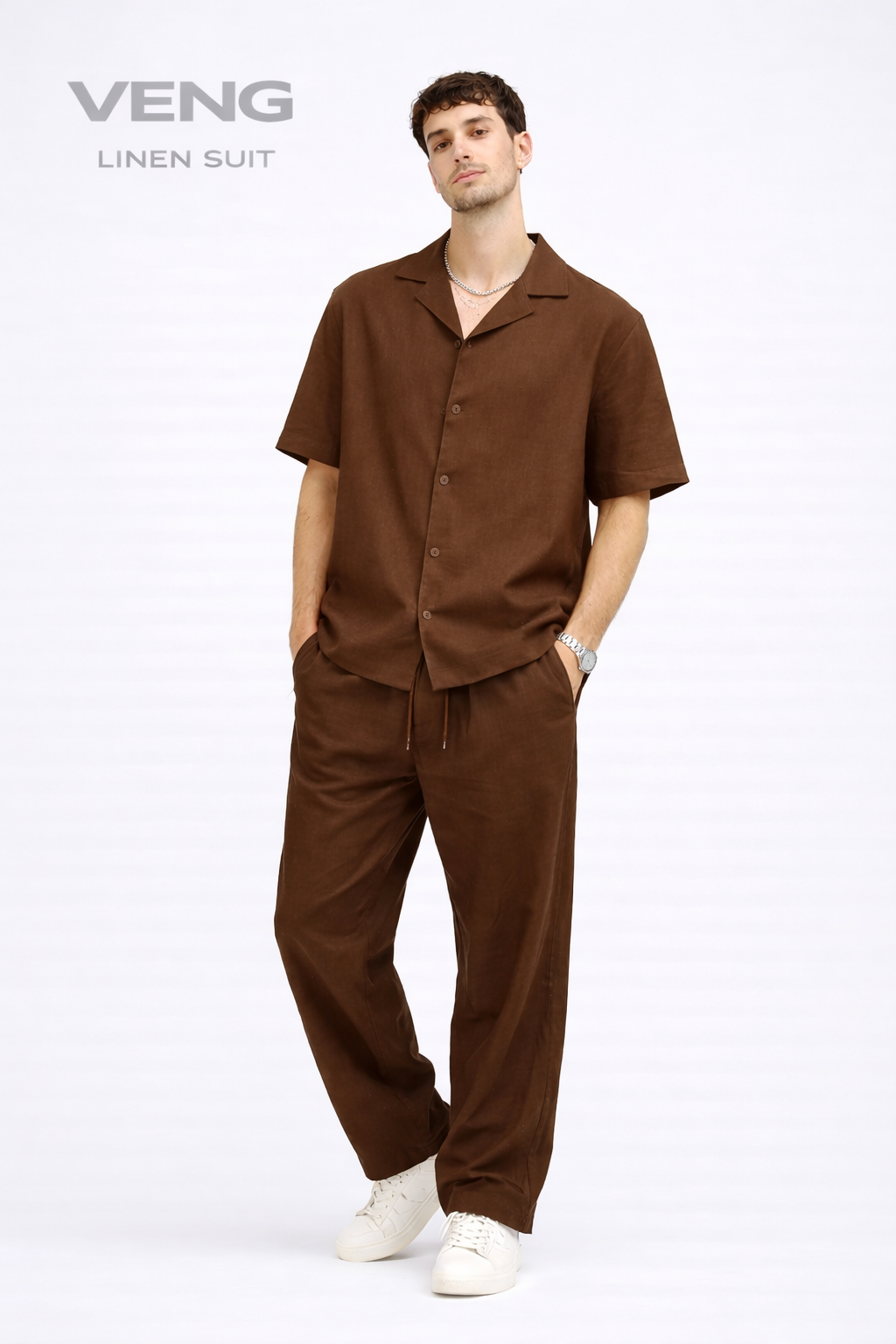 Short Sleeve Linen Suit