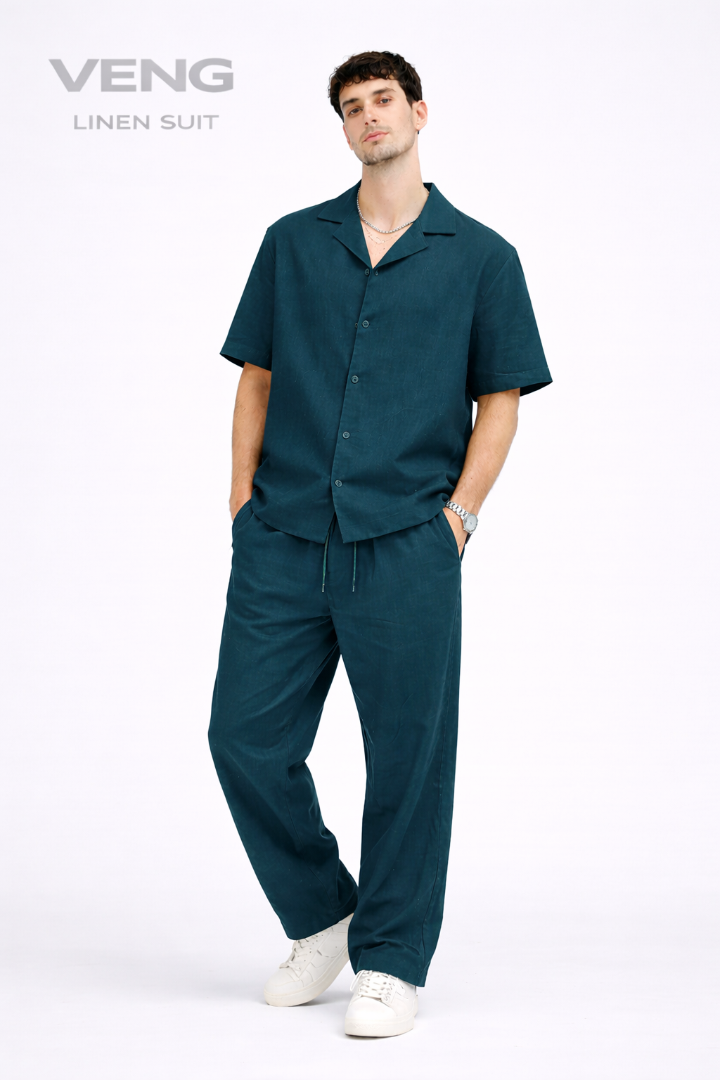 Short Sleeve Linen Suit