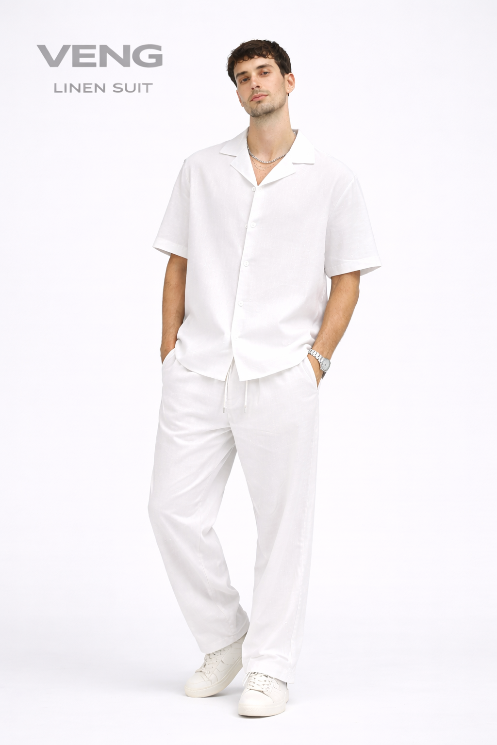 Short Sleeve Linen Suit